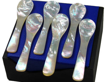 6er SET Perlmut Caviar Löffel